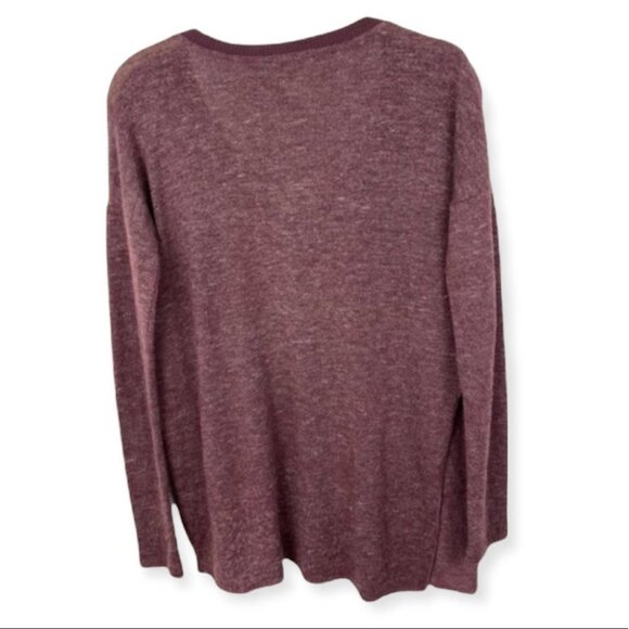Aritzia Wilfred Sherbrooke Top Heathered Plum Size XXS V-Neck Long Sleeve Knit - Picture 3 of 9